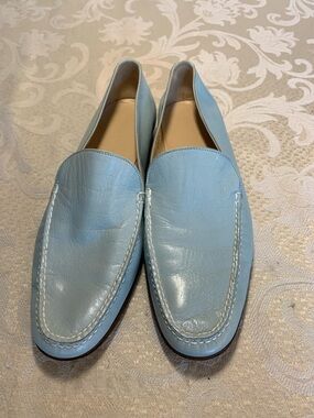 Ralph Lauren Light Blue Leather Slip-On Loafers